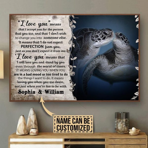 Personalized Canvas Art Painting, Canvas Gallery Hanging Sea Turlte I Love You Wall Art Framed Prints, Canvas Paintings