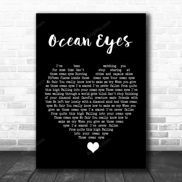 Billie Eilish Ocean Eyes Black Heart Song Lyric Art Music Print - Canvas Print Wall Art Home Decor