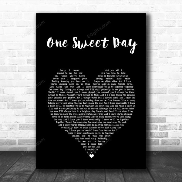 Mariah Carey One Sweet Day Black Heart Song Lyric Art Print - Canvas Print Wall Art Home Decor