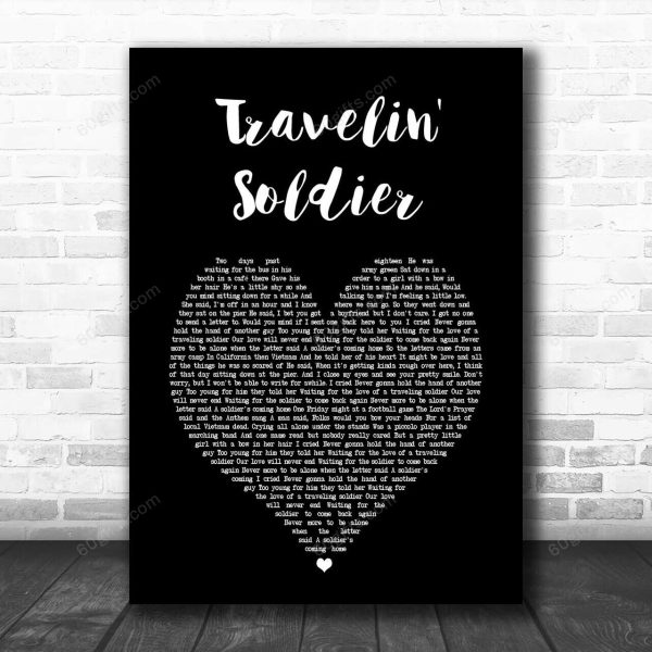 Dixie Chicks Travelin' Soldier Black Heart Song Lyric Art Print - Canvas Print Wall Art Home Decor