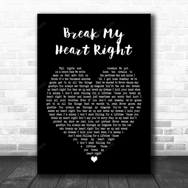 James Bay Break My Heart Right Black Heart Decorative Art Gift Song Lyric Print - Canvas Print Wall Art Home Decor