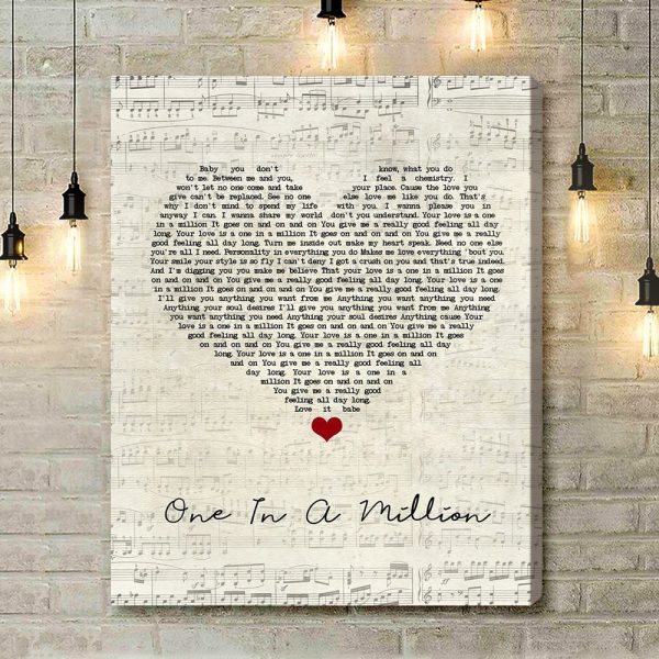 Aaliyah One In A Million Script Heart Song Lyric Quote Music Art Print - Canvas Print Wall Art Home Decor