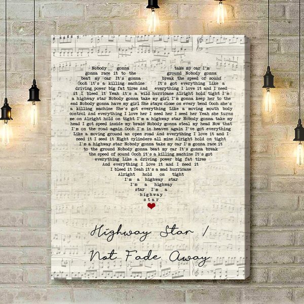 Deep Purple Highway Star Not Fade Away Script Heart Song Lyric Art Print - Canvas Print Wall Art Home Decor