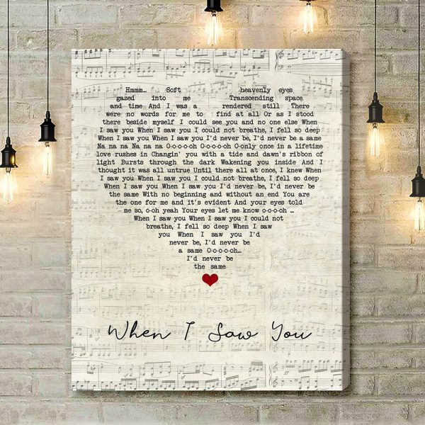 Mariah Carey When I Saw You Script Heart Song Lyric Art Print - Canvas Print Wall Art Home Decor