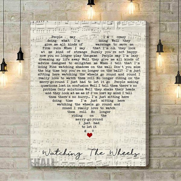 Watching The Wheels John Lennon Script Heart Song Lyric Art Print - Canvas Print Wall Art Home Decor