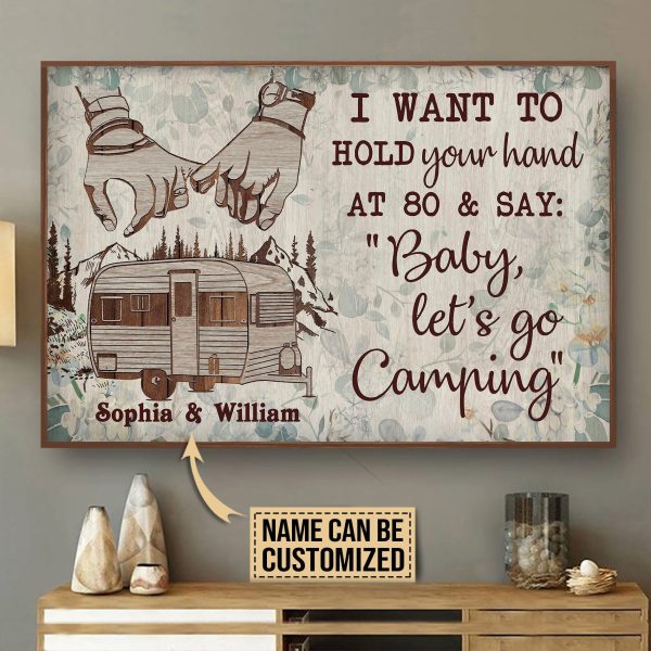 here Gifts Personalized Camping Floral Hold Your Hand Canvas Home Decor