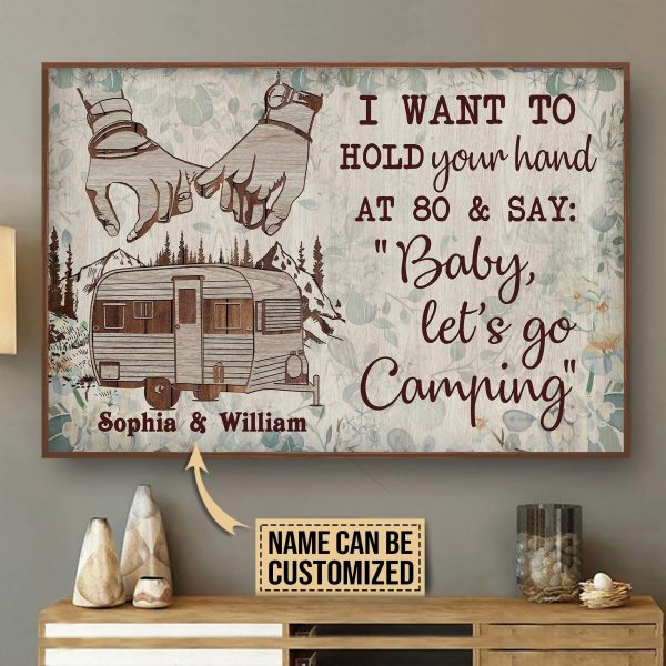 here Gifts Personalized Camping Floral Hold Your Hand Canvas Home Decor - Image 2