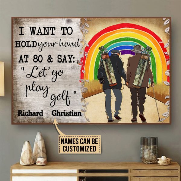 here Gifts Personalized Pride Golf I Want To Hold Your Hand Canvas Home Decor