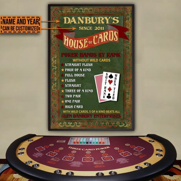 here Gifts Personalized Poker House Of Cards Pub Canvas Home Decor - Image 2