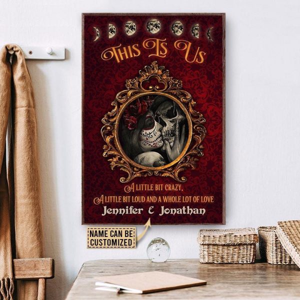 here Gifts Personalized Skeleton Golden Frame This Is Us Canvas Home Decor - Image 2