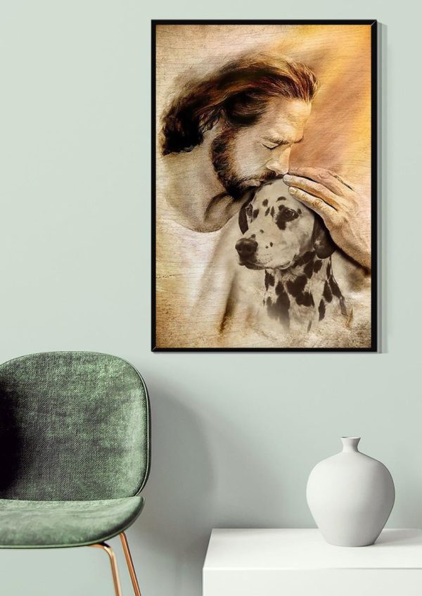 Jesus And Dalmatian Dog God For Gift For Dog Lovers Christian Canvas Gallery Painting Wrapped Canvas Framed Prints, Canvas Paintings - Image 4