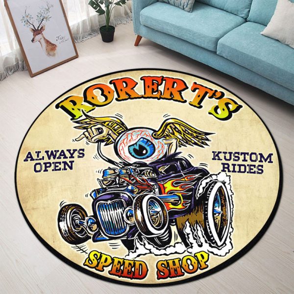 Personalized Eyeball Hotrod Round Mat Round Floor Mat Room Rugs Carpet Outdoor Rug Washable Rugs