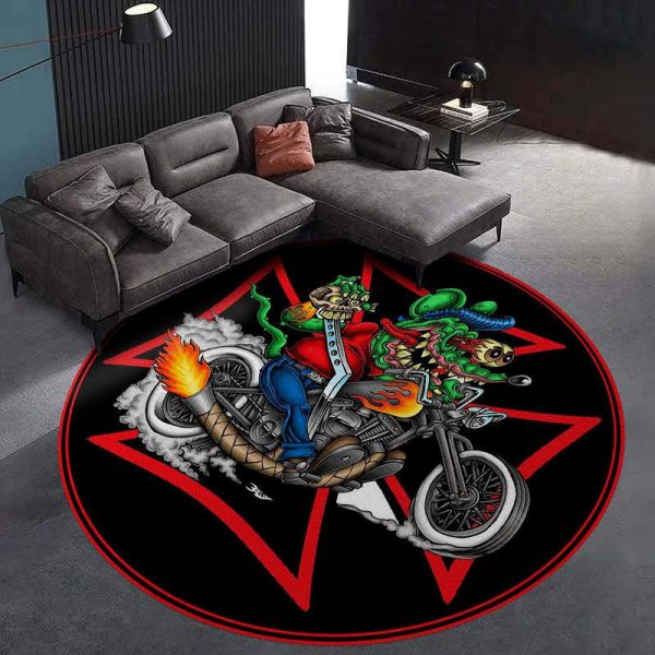 Rat Fink Motocycle Living Room Round Mat Circle Rug