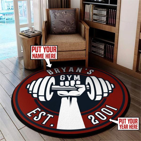 Personalized Gym Round Mat 06501 Living Room Rugs, Bedroom Rugs, Kitchen Rugs