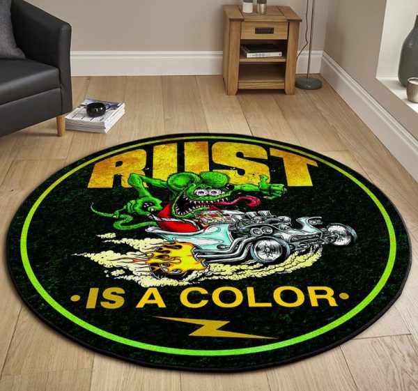 Rust Is A Color Rat Fink Round Mat Round Floor Mat Room Rugs Carpet Outdoor Rug Washable Rugs - Image 3