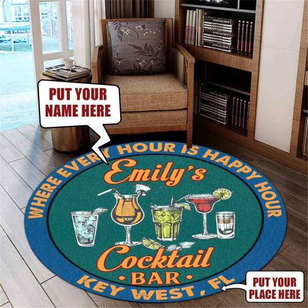 Personalized Cocktail Bar Round Mat Round Floor Mat Room Rugs Carpet Outdoor Rug Washable Rugs - Image 2