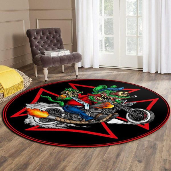 Rat Fink Motocycle Living Room Round Mat Circle Rug - Image 2