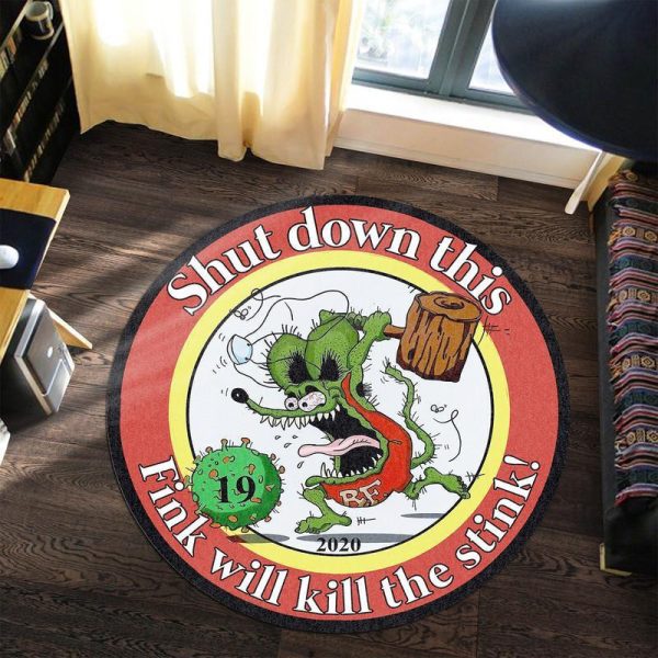 Rat Fink Hot Rod Living Room Round Mat Circle Rug - Image 2