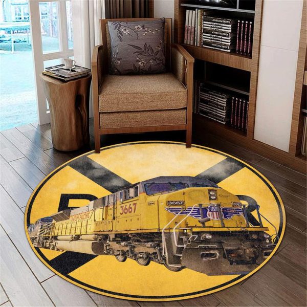 Union Pacific Up Railroad Crossing Round Mat Round Floor Mat Room Rugs Carpet Outdoor Rug Washable Rugs - Image 2