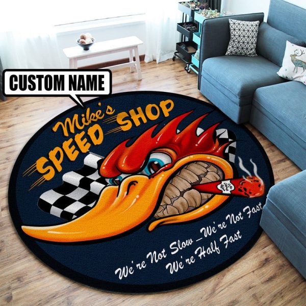 Personalized Chop Shop Hot Rod Round Mat Round Floor Mat Room Rugs Carpet Outdoor Rug Washable Rugs - Image 2