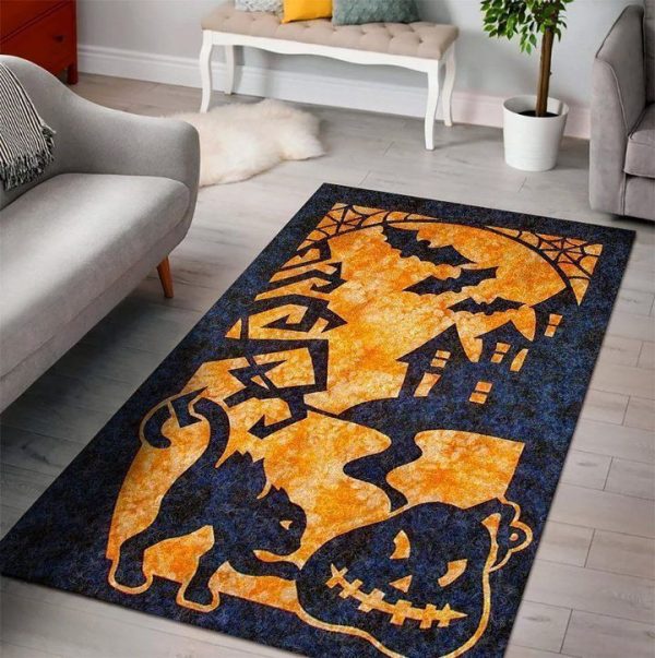 Halloween Witch Pumpkin Ghost Spooky Spider Vampire Zoombie Bats Area Rug Carpet gable Area Rug Carpet Carpet