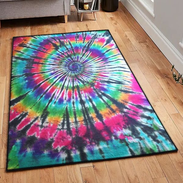 Bow Tie Carpet Tie Dye Rug Rectangle Rugs Washable Area Rug Non-Slip Carpet For Living Room Bedroom