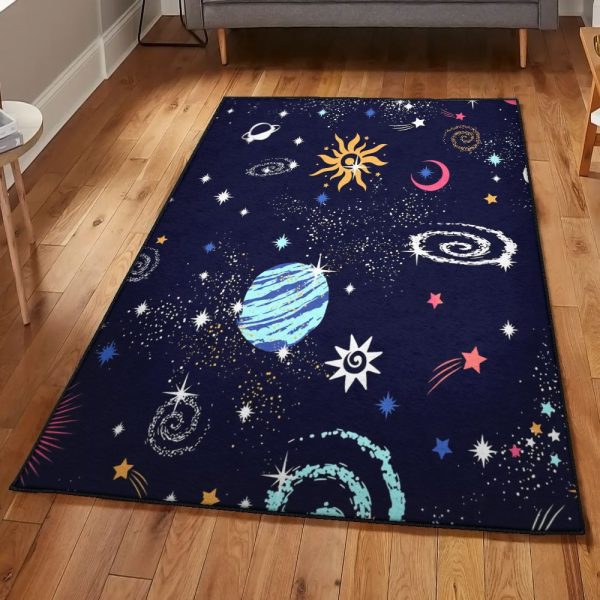 Space Modern Stars Space Rug Rectangle Rugs Washable Area Rug Non-Slip Carpet For Living Room Bedroom