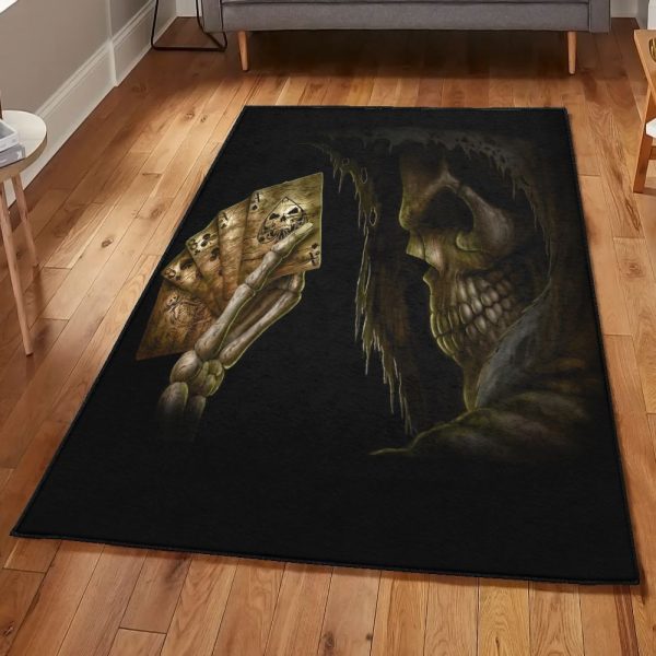 Skeleton Art Deco Rug Skull Deck Rug Rectangle Rugs Washable Area Rug Non-Slip Carpet For Living Room Bedroom