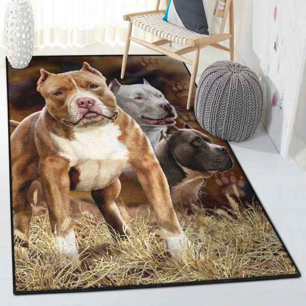 Pitbull Carpet Pitbull Pack Rug Rectangle Rugs Washable Area Rug Non-Slip Carpet For Living Room Bedroom