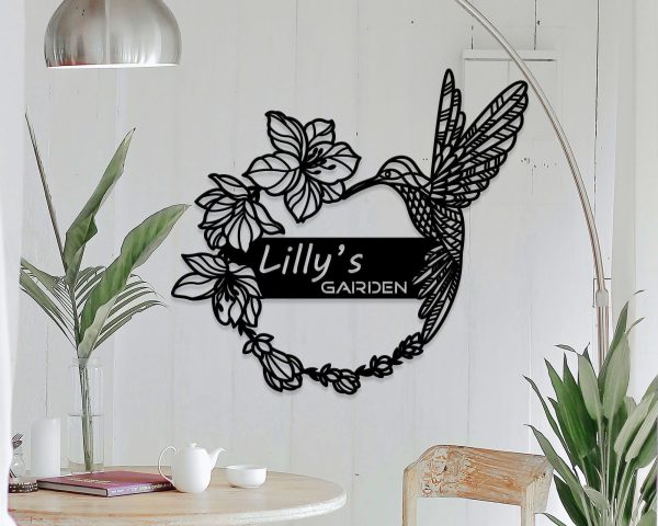 Personalized Flower Garden Name Sign Custom Metal Wall Art Gift, Decor