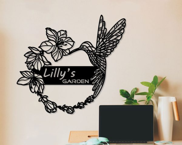 Personalized Flower Garden Name Sign Custom Metal Wall Art Gift, Decor - Image 2