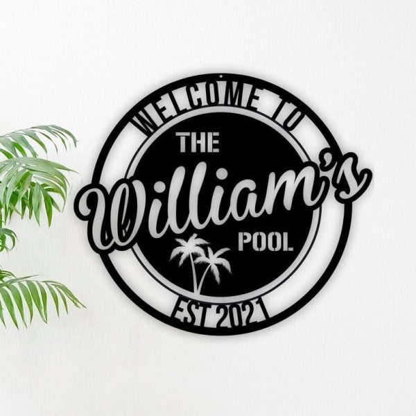 Personalized Family Pool Sign Swimming Pool Metal Sign Tiki Bar Pool M