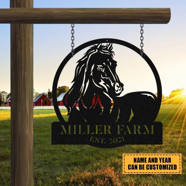 Personalized Metal Farm Sign Horse Monogram Custom Outdoor Farmhouse R