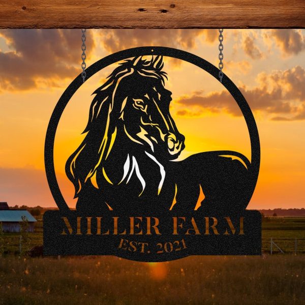 Personalized Metal Farm Sign Horse Monogram Custom Outdoor Farmhouse R - Image 2