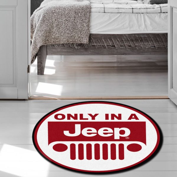 Only In A Jeep Round Mat Round Floor Mat Room Rugs Carpet Outdoor Rug Washable Rugs - Image 4