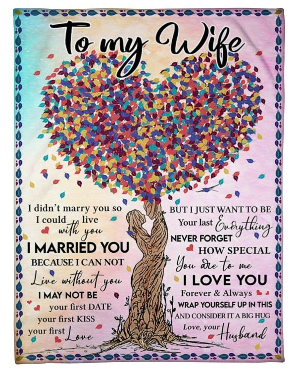 I Can?t Live Without You Colorful Heart Tree To Wife Fleece Blanket