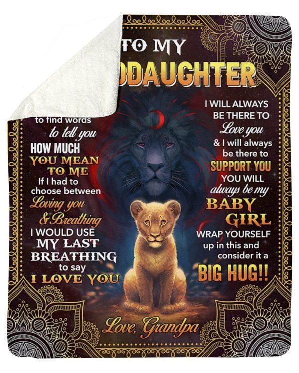 Always Be There Lion Grandpa To My Granddaughter Fleece Blanket Sherpa