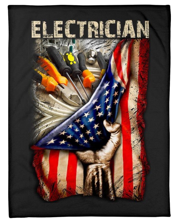 Electrician Usa Flag Amazing Fleece Blanket