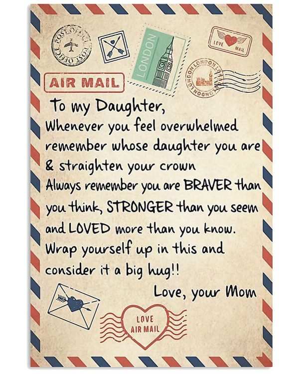 To My Daughter Gift From Mom Air Mail Vintage Design Fleece Blanket Ve