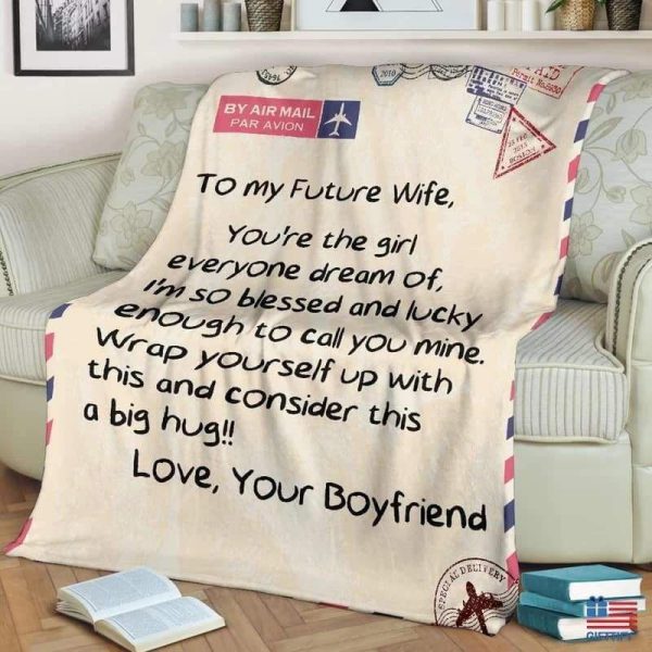 Boyfriend Giving Future Wife Love Letter Printed Fleece Blanket - Image 3