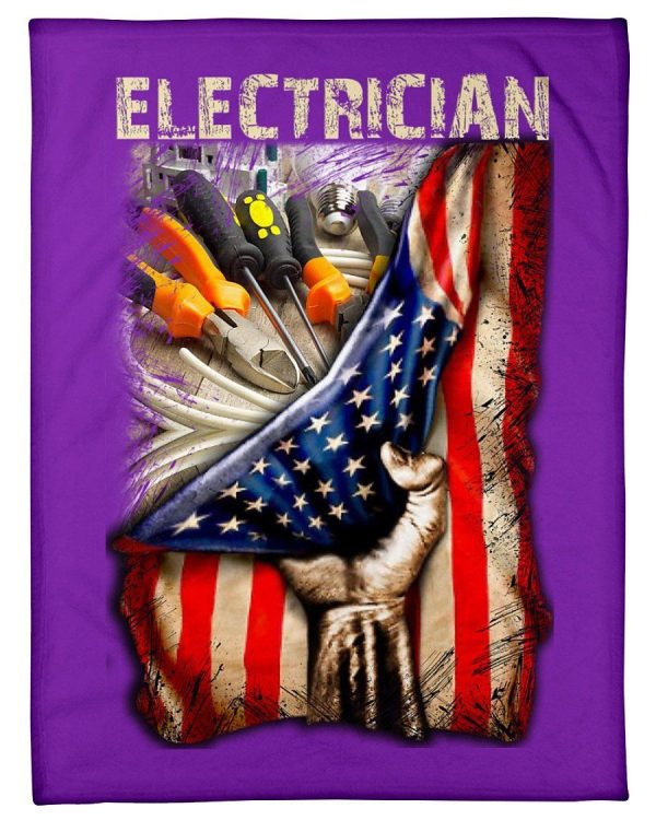 Electrician Usa Flag Amazing Fleece Blanket - Image 2