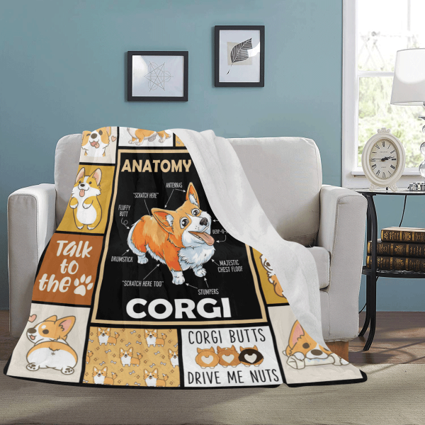 Anatomy Of A Corgi Dog Fleece Blanket Gift For Corgi Lovers - Image 3