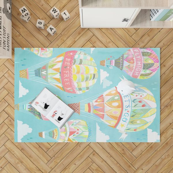 Ballooning Washable Rugs Hot Air Balloon Rug Rectangle Rugs Washable Area Rug Non-Slip Carpet For Living Room Bedroom - Image 2