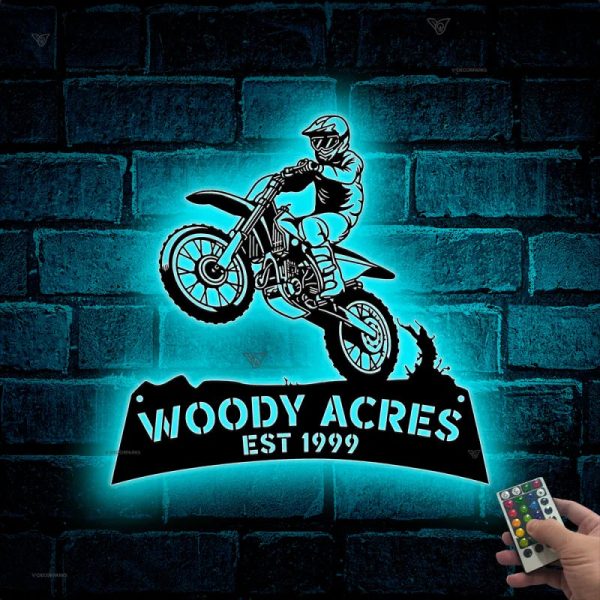 Custom Dirt Bike Metal Wall Art With Led Lights, Personalized Motocros - Image 2