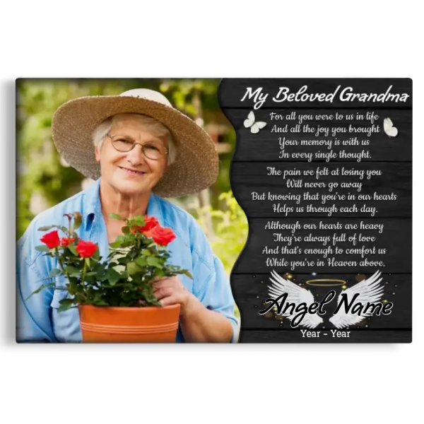 Personalized Canvas Prints, Custom Photo, Memorial Gifts, Sympathy Gifts, My Beloved Grandma, Memorial Loss Of Grandma Dem Canvas - Image 6