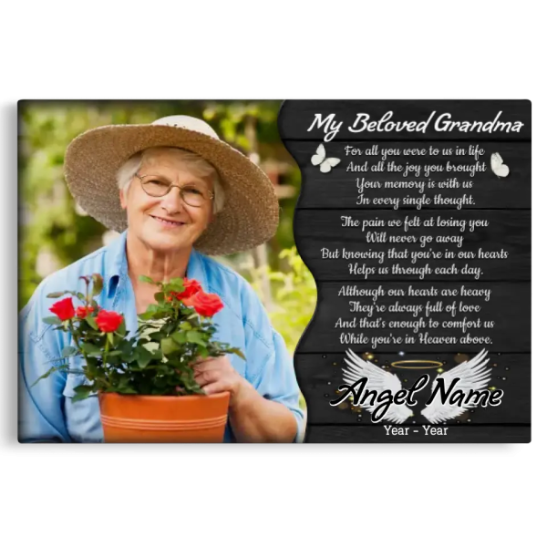 Personalized Canvas Prints, Custom Photo, Memorial Gifts, Sympathy Gifts, My Beloved Grandma, Memorial Loss Of Grandma Dem Canvas - Image 7