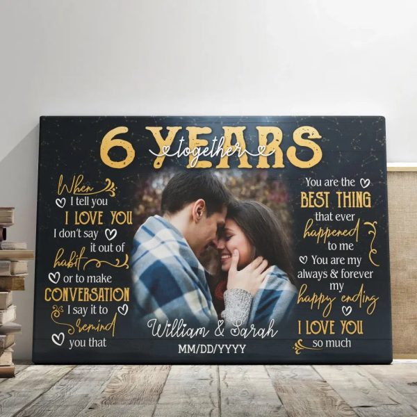 Personalized Photo Canvas Prints, Gifts For Couples, 6th Anniversary Gift For Husband And Wife, 6 Years When I Tell You I Love You Dem Canvas - Image 7