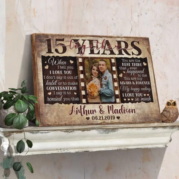 Personalized Canvas Prints, Custom Photos, Couple Gifts, Wedding Gifts, Unique 15 Years Anniversary Gift Dem Canvas - Image 3