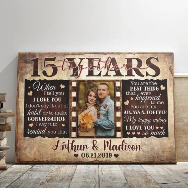 Personalized Canvas Prints, Custom Photos, Couple Gifts, Wedding Gifts, Unique 15 Years Anniversary Gift Dem Canvas - Image 4