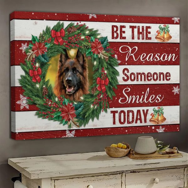 Personalized Photo Canvas Prints, Custom Photo, Christmas Wreath, Golden Bell, Be The Reason Someone Smiles Today Dem Canvas - Image 5